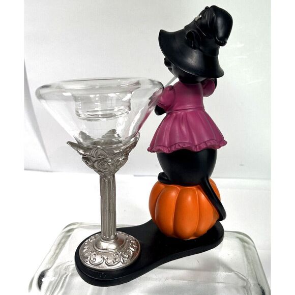 Yankee Candle Halloween Black Cat Bartender Witch Tea Light Holder *Sophia* - Picture 8 of 10